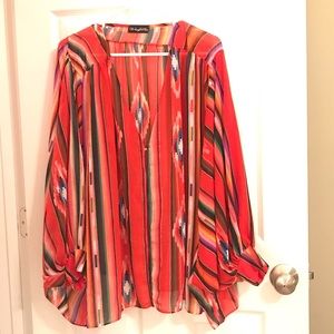 Red Mexican serape kimono